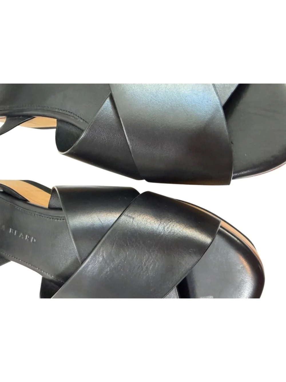 Veronica Beard Jayne Black Leather Platform Ankle Strap Sandals Size 7.5